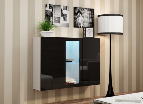 ​Комод навесной VIGO 120 белый - черный глянец CAMA Польша