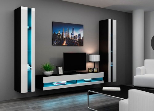 Вітальня Vigo New Cama чорний / білий глянець