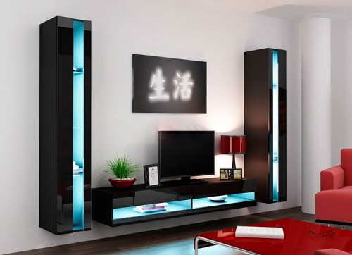 Вітальня Vigo New Cama чорний / чорний глянець