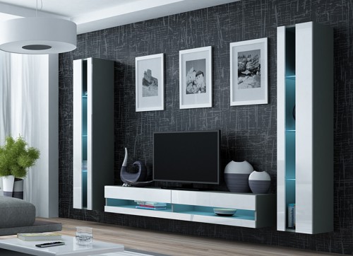 Вітальня Vigo New Cama сірий / білий глянець