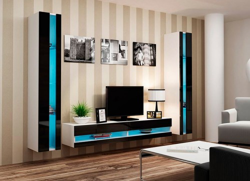 Вітальня VIGO NEW CAMA білий / чорний глянець