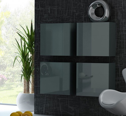 Пенал квадратний навісний VIGO сірий - сірий глянець CAMA Польща