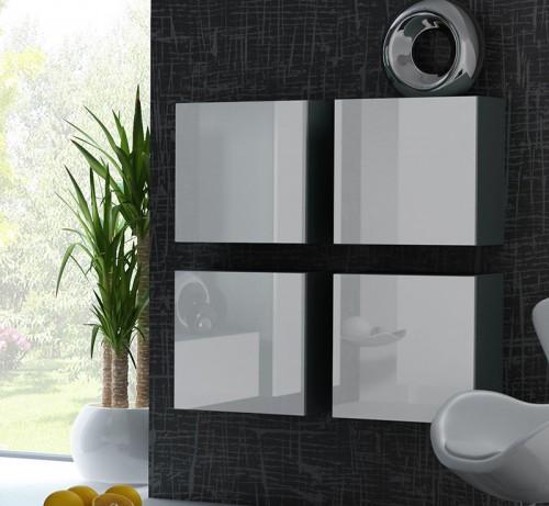 Пенал квадратний навісний VIGO сірий - білий глянець CAMA Польща