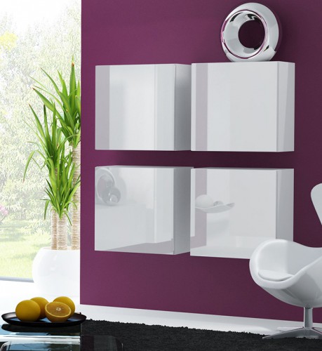 Пенал квадратний навісний VIGO білий - білий глянець CAMA Польща