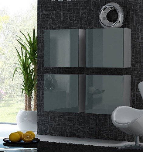 Пенал квадратний навісний VIGO білий - сірий глянець CAMA Польща