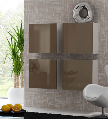 Пенал квадратний навісний VIGO білий - лате глянець CAMA Польща