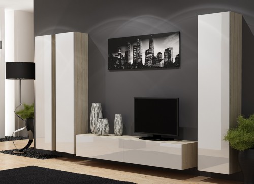 Пенал навісний VIGO 180 дуб сонома - білий глянець CAMA Польща