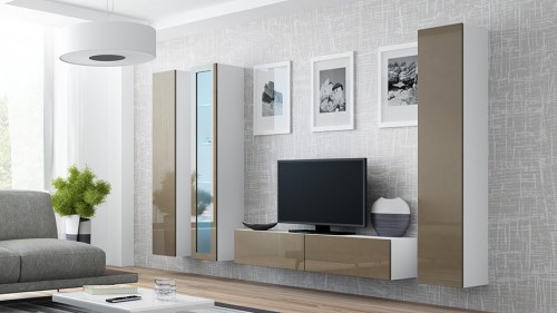 Пенал навісний VIGO 180 білий - лате глянець CAMA Польща