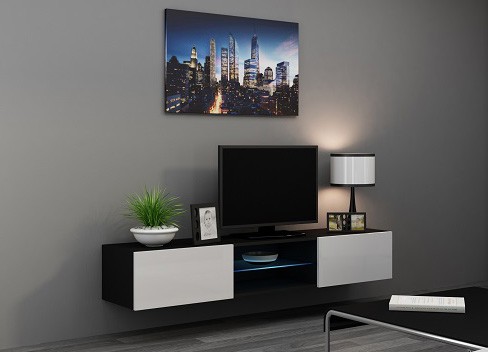 ​Комод VIGO Glass RTV 180 черный - белый  глянец CAMA Польша