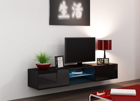 ​Комод VIGO Glass RTV 180 черный - черный ​глянец CAMA Польша