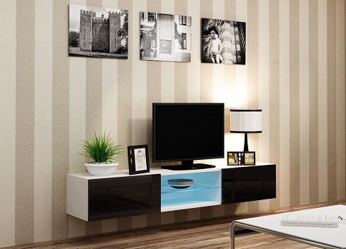 ​Комод VIGO Glass RTV 180 белый-чорный глянец CAMA Польша