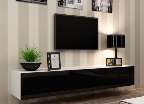 ​Тумба VIGO RTV 180 белый - чорный глянец CAMA Польша