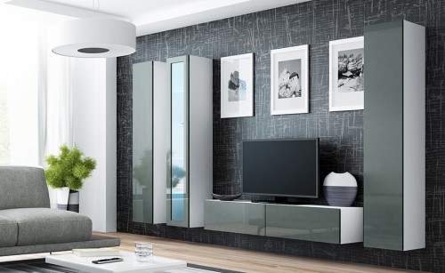 ​Вітрина навісна VIGO білий ​- сірий глянець CAMA Польща