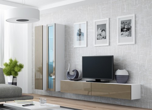 Вітрина навісна VIGO білий - лате глянець CAMA Польща