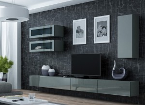 ​Вітрина навісна VIGO 90 сірий - сірий глянець CAMA Польща