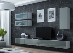 ​Вітрина навісна VIGO 90 білий ​- сірий глянець CAMA Польща