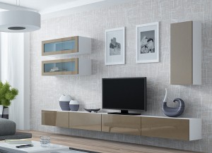 ​Вітрина навісна VIGO 90 білий ​- лате глянець CAMA Польща