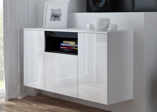 Комод Viva Cama белый / черный глянец