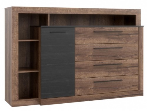 Комод BLQK351L-N09 BELLEVUE Forte дуб черный / дуб благородный