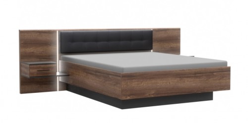 Кровать с двумя тумбочками BLQL161B-N09 BELLEVUE Forte дуб черный / дуб благородный