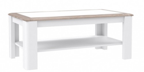 Стіл журнальний з полицею CQNT12-C141 CANNE Forte білий матовий / дуб nelson