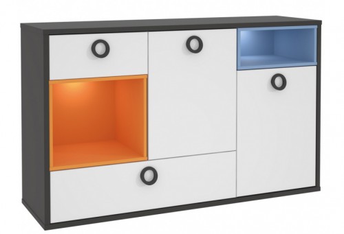 Комод LORK231-C174 COLORS Forte серый вольфрам unи / голубой / оранжевый