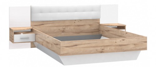 Кровать с двумя тумбочками CSCL162-C121 CORSICA Forte дошка дубова / білий глянець