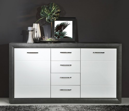 Комод ENXK231-C275 LENNOX NEW Forte бетон темно-серый / белый глянец