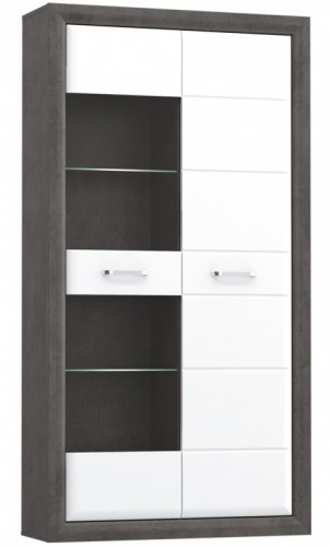 Витрина ENXV721L-C275 LENNOX NEW Forte бетон темно-серый / белый глянец