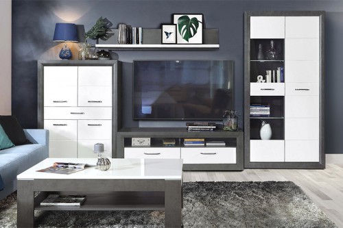 Вітальня LENNOX NEW Forte бетон темно-сірий/білий глянець