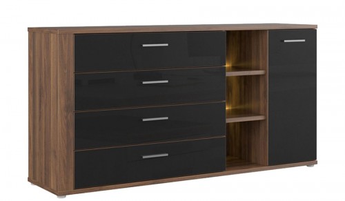 Комод LBDK233-C207 LOMBARDO Forte орех колумбия / черный глянец