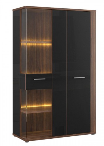 Витрина LBDV621R-C208 LOMBARDO Forte орех колумбия / черный глянец
