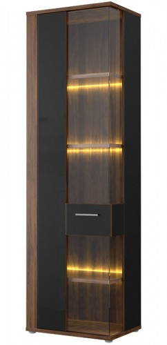 Витрина LBDV711L-C208 LOMBARDO Forte орех колумбия / черный глянец