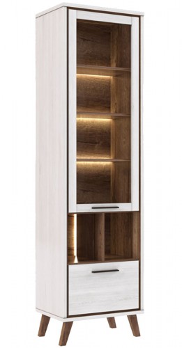 Витрина MVNV713LB-C138 MALVIN Forte дуб снежный / дуб благородный