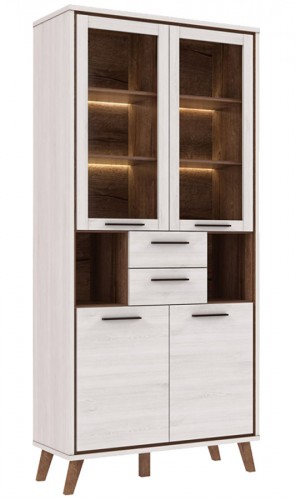 Витрина MVNV721B-C138 MALVIN Forte дуб снежный / дуб благородный