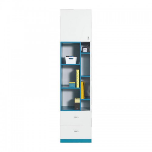 Стеллаж Mobi MO6 Meblar белый люкс / бирюзовый или белый люкс / желтый