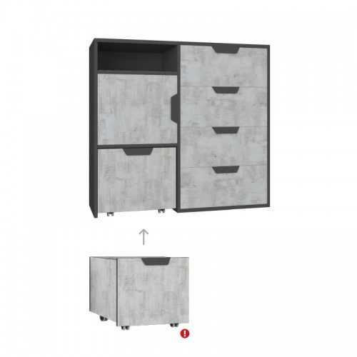 Комод NA8 Nano Meblar  с контейнером графит / дуб ривьера, графит / энигма