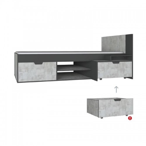 Кровать NA13 L/P Nano ( 90x200) Meblar с контейнером графит / дуб ривьера, графит / энигма