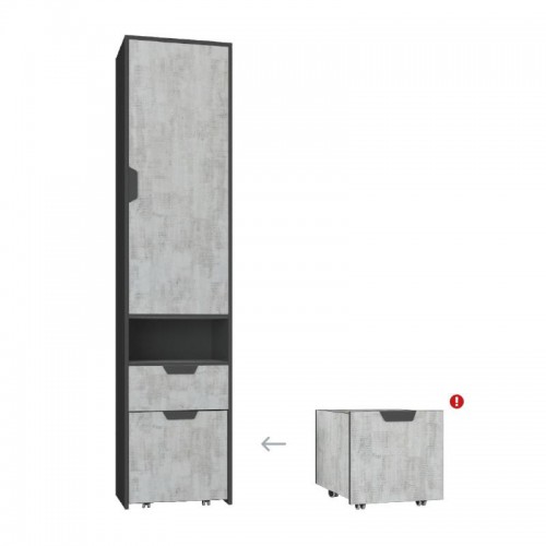 Пенал NA3 L/P Nano  Meblar с контейнером графит / дуб ривьера, графит / энигма