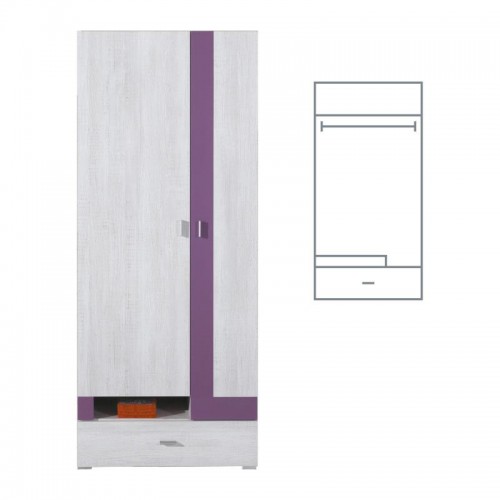 Шафа NX3 Next Meblar сосна білена / віола або сосна білена / земля