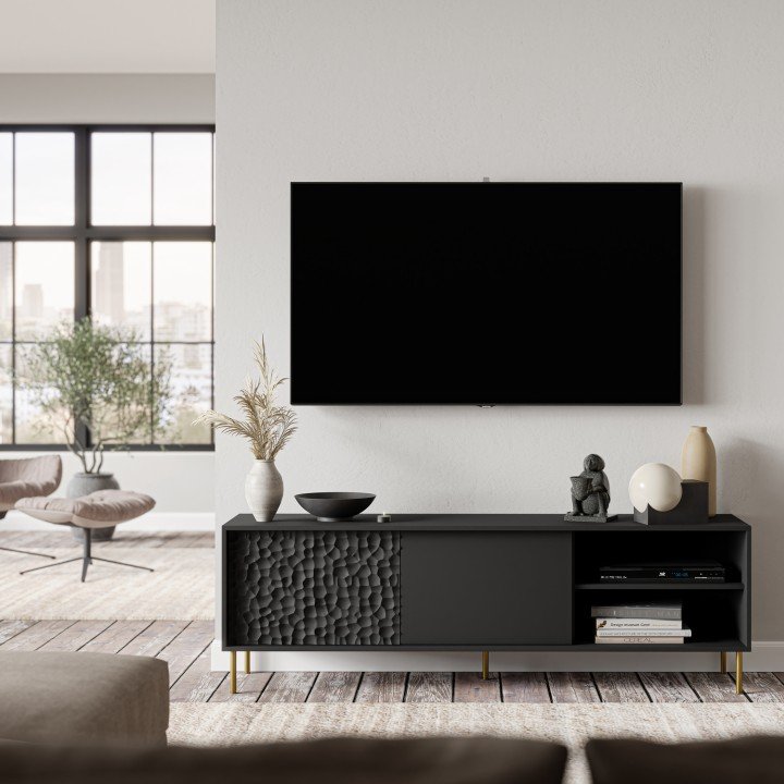 Тумба Halmar BULLET RTV-1 черный/золотой