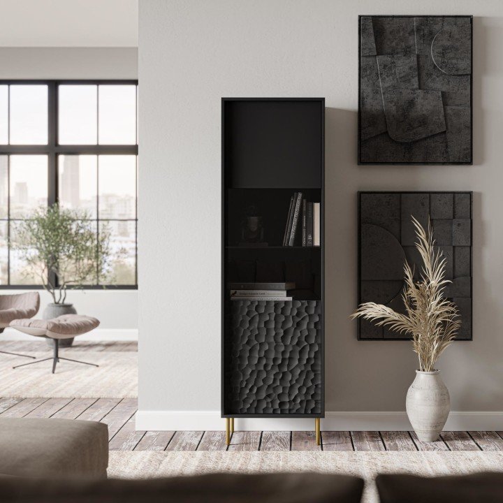 Стелаж Halmar BULLET W-1 чорний/золото