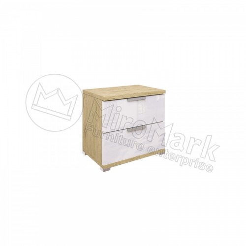 ПРИЛІЖКОВА ТУМБА Флоренція 2шх  МіроМарк білий глянець / дуб сан-марино