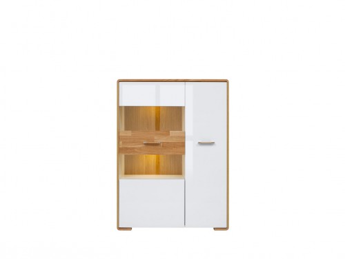 Вітрина REG1W1D/13 Bari BRW  білий глянец /  дуб натуральний