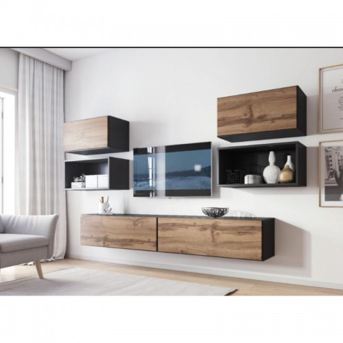 Вітальня ROCO 3 CAMA антрацит / дуб Вотан