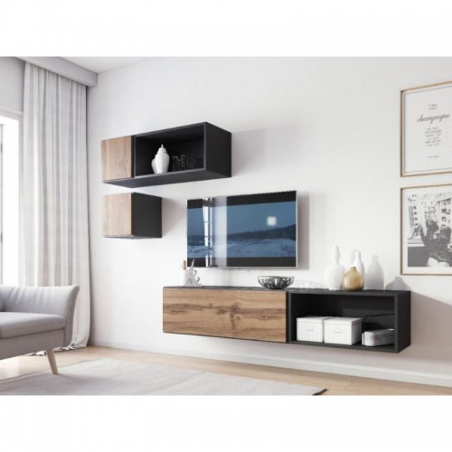 Вітальня ROCO 5 CAMA антрацит / дуб Вотан