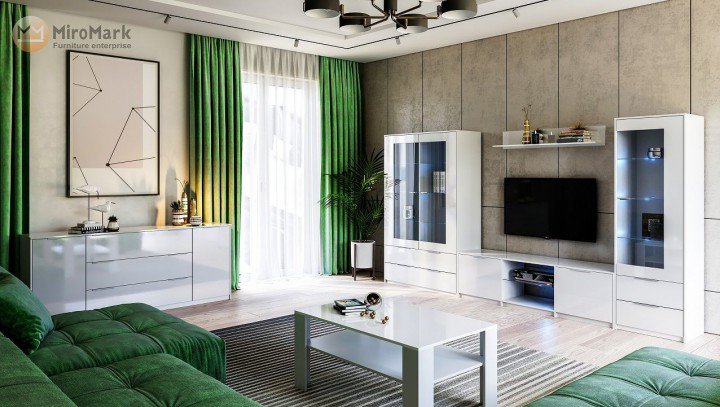 Вітальня 1 Рома MiroMark білий глянець