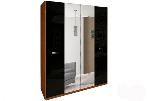 Шафа 4дв Bella МіроМарк BL-14-BL Глянець Черний/Вишня Бюзум