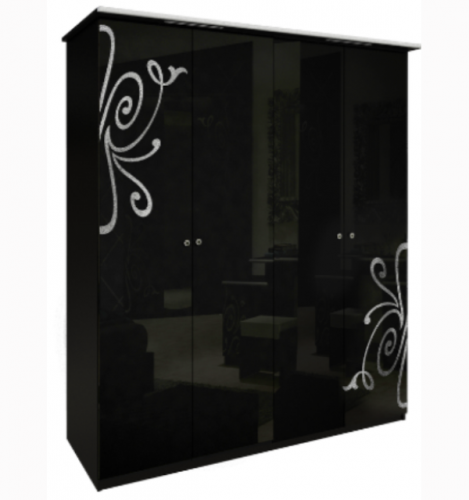 Шафа 4дв БезДеркал Богема МіроМарк BG-24-BL Глянець Чорний