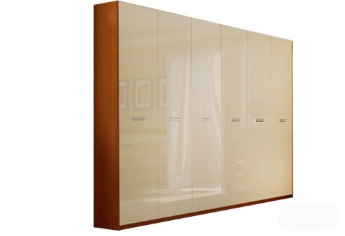 Шафа 6дв без дзеркал Bella МіроМарк BL-26-VN Глянець Ваніль/Вишня Бюзум